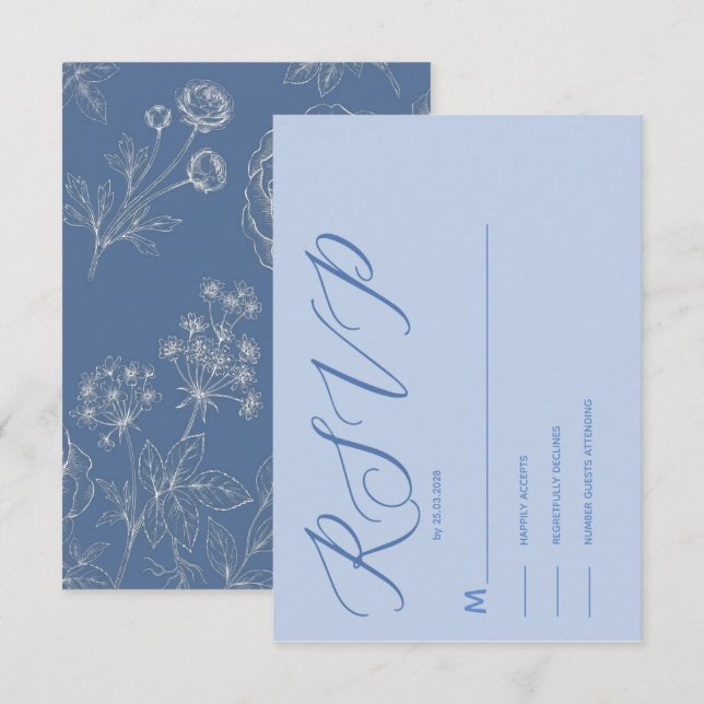 calligraphie bleu poussiéreux réponse moderne élég (Devant / Derrière)