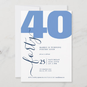 Calligraphie bleue minimaliste Invitations d'anniv