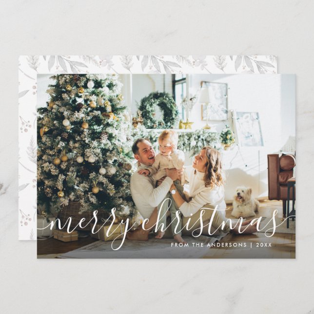 Calligraphie botanique Photo Joyeuses cartes de No (Devant / Derrière)