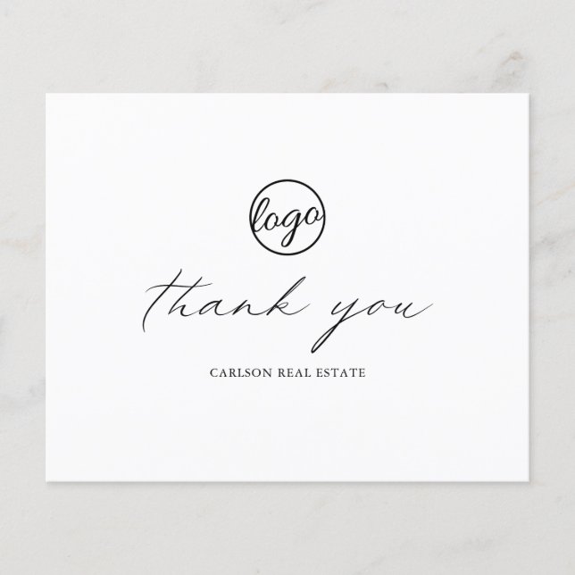 Calligraphie Budget Business Logo Carte de remerci (Devant)