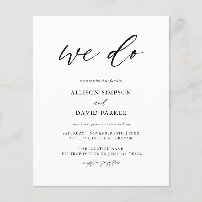 Calligraphie budgétaire Nous faisons des invitatio (Devant)