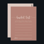 Calligraphie Cartes de liste des seaux en terre cu<br><div class="desc">Ces cartes de liste de seau calligraphie en terre cuite sont l'activité parfaite pour une simple réception de mariage ou douche nuptiale. Le design sobre et élégant est caractérisé par une typographie classique et sophistiquée. Modifier le libellé pour convenir à tout événement de vie. Le panneau de liste de regroupement...</div>