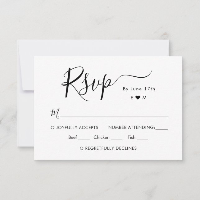 Calligraphie Chic Script Monogramme Mariage RSVP (Devant)