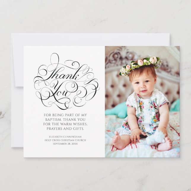 Calligraphie classique Merci de baptême photo (Devant)