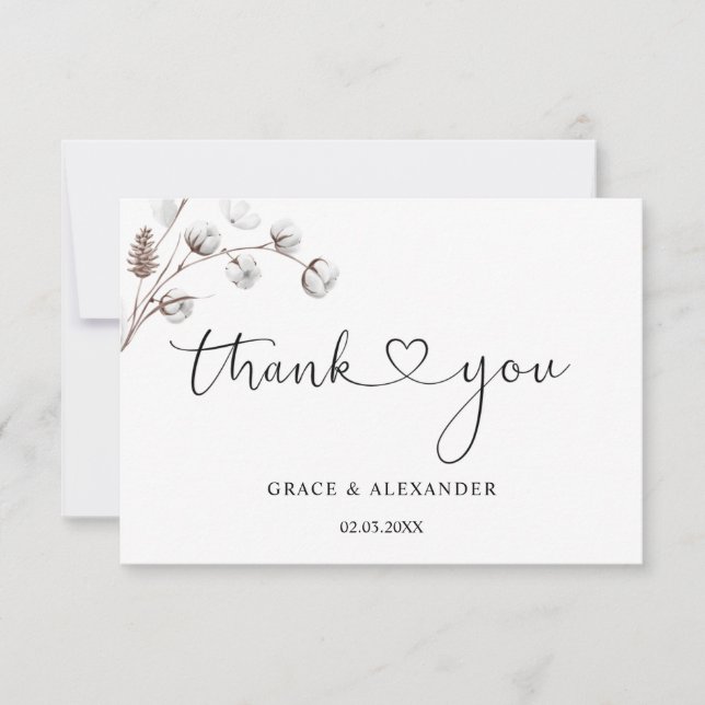 Calligraphie Coeur Script Mariage Merci (Devant)