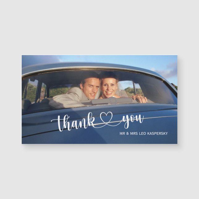 Calligraphie Coeur Script Mariage Photo Merci (Devant)