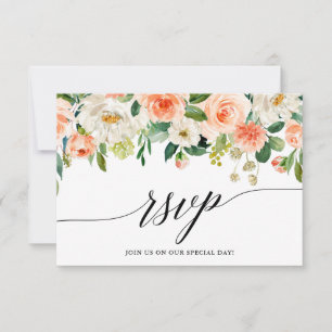 Calligraphie Coral Floral Wedding Carte RSVP