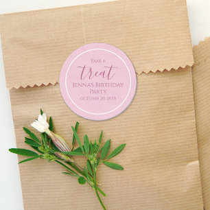 Calligraphie d'anniversaire rose simple Étiquette