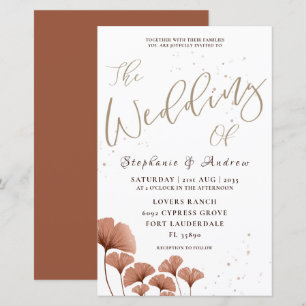 Calligraphie de budget mariage feuillage terracott