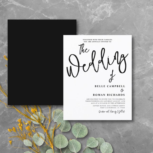Calligraphie de budget Script Mariage Noir & Blanc (Créateur téléchargé)