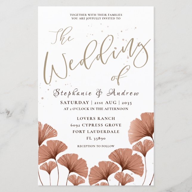 Calligraphie de mariage sur feuillage en terre cui (Devant)
