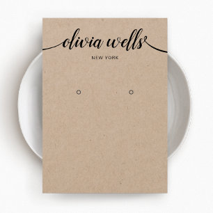 Calligraphie de script Kraft Earring Carte d'affic