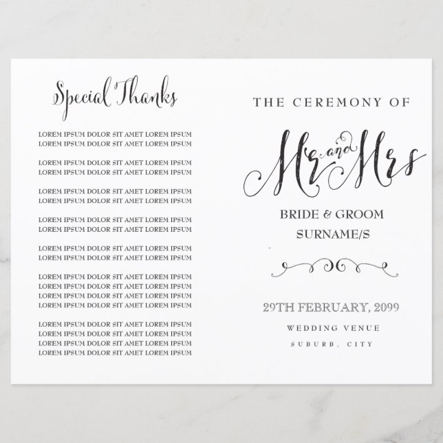 Calligraphie de script moderne M & Mme Wedding Pro (Devant)