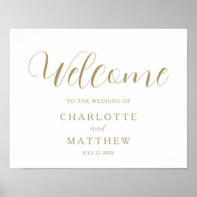 Calligraphie d'or | Poster du Mariage de bienvenue (Devant)