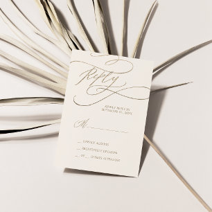 Calligraphie d'or romantique Carte RSVP ivoire s