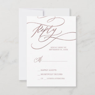 Calligraphie d'or Rose romantique Carte RSVP simpl