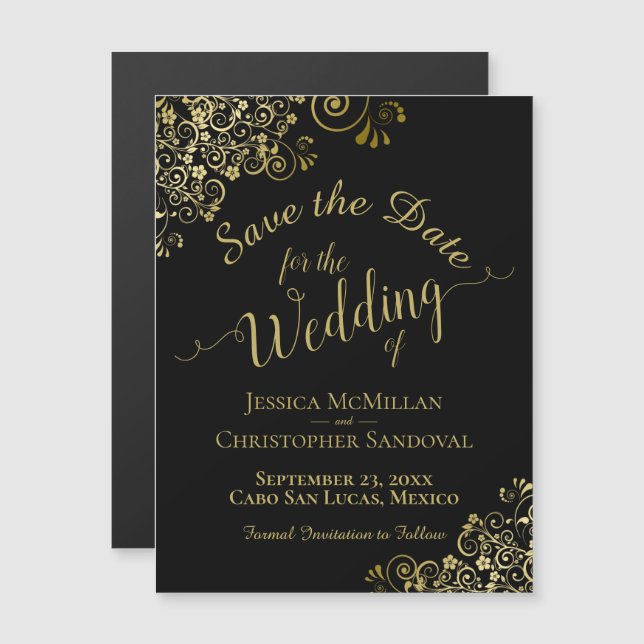 Calligraphie d'or sur Black Enregistrer l'aimant d (Devant / Derrière)