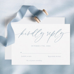 Calligraphie Dusty Blue Wedding Carte RSVP