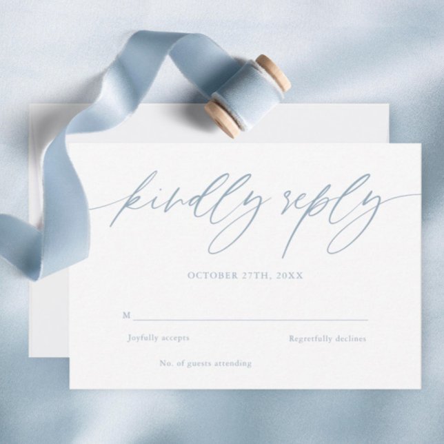 Calligraphie Dusty Blue Wedding Carte RSVP (Créateur téléchargé)