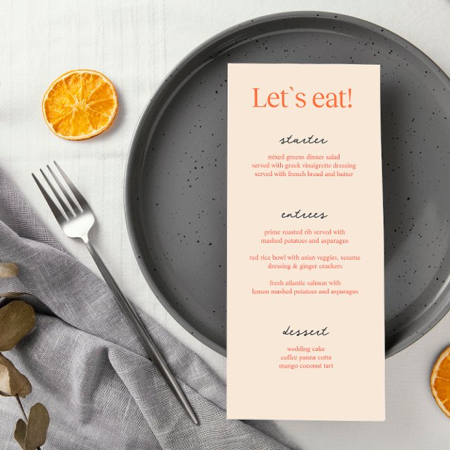 Calligraphie Elegant Beige Mariage Cartes de menu (Créateur téléchargé)