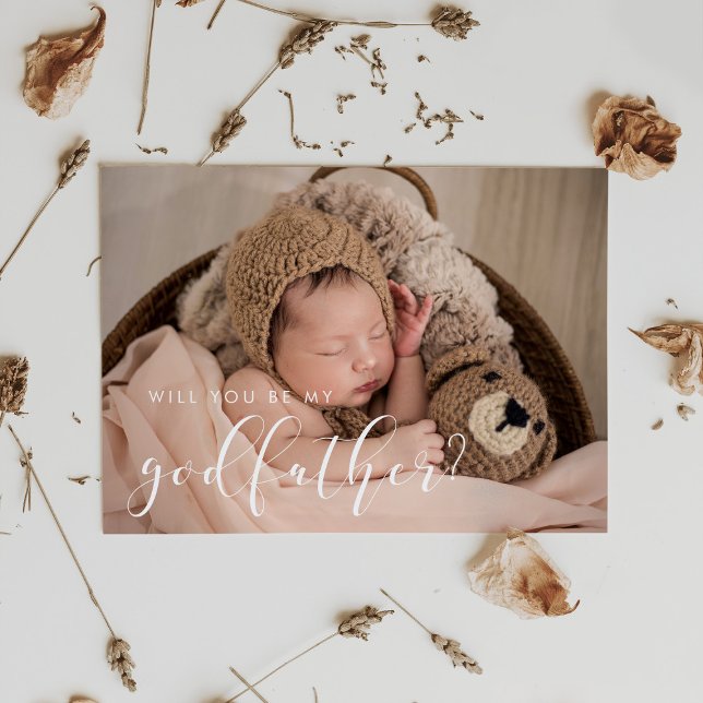 Calligraphie élégante Carte de proposition parrain (godfahter proposal photo card)