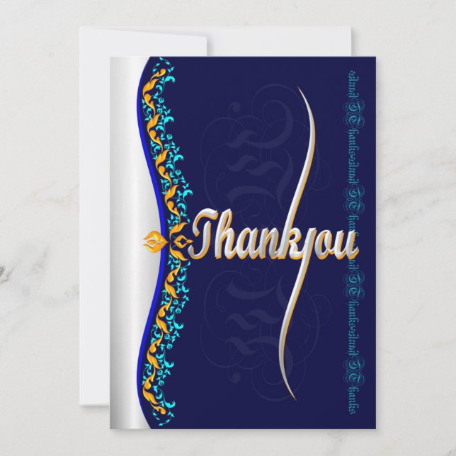 Calligraphie élégante en argent et Merci bleu (Devant)