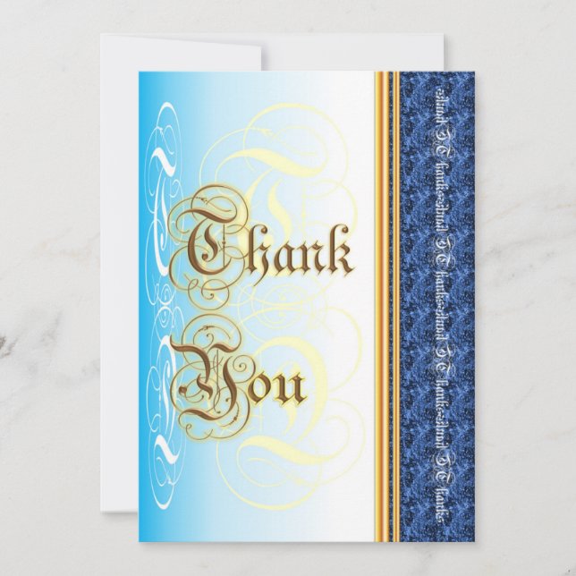 Calligraphie élégante en bleu et or merci (Devant)