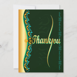 Calligraphie élégante en Merci vert et or