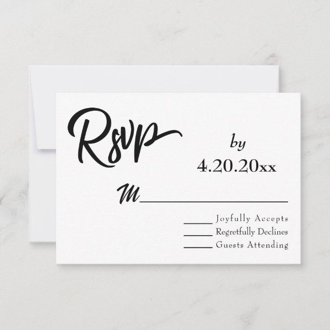 Calligraphie élégante, Réponse simple pour mariage (Devant)
