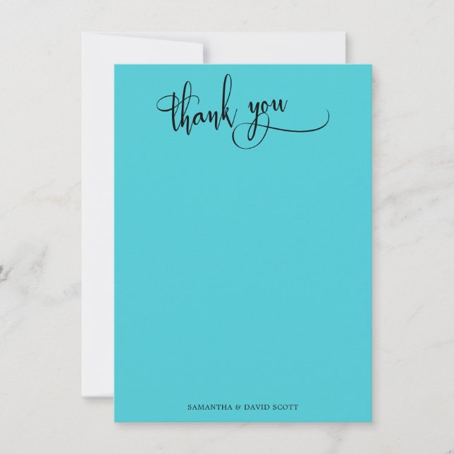 Calligraphie Élégante Simple Merci Turquoise (Devant)