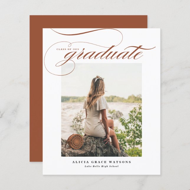 Calligraphie en terre cuite Photo Graduation Invit (Devant / Derrière)