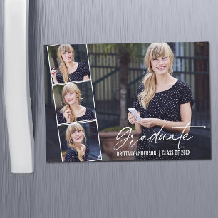 Calligraphie Encre 4 Photo Graduation Magnet Card