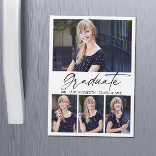 Calligraphie Encre Graduation 4 Photo Magnet Card