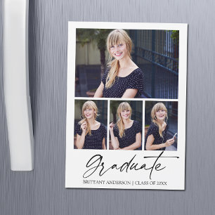 Calligraphie Encre Graduation 4 Photos Magnet Card