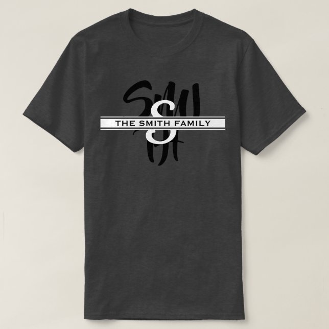Calligraphie Famille Réunion Monogramme T-shirt gr (Design devant)