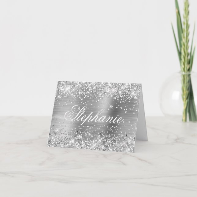 Calligraphie fantaisie pailletée argentée (Devant)