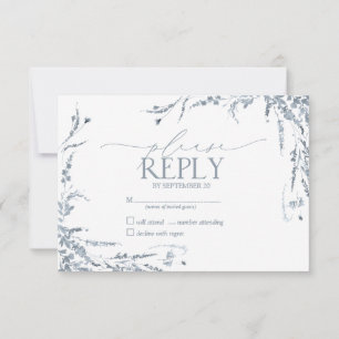 Calligraphie Fleur sauvage bleu Dusty Mariage RSVP