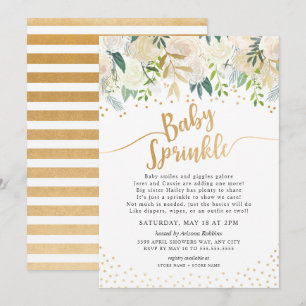 Calligraphie florale blanche Invitation à saupoudr