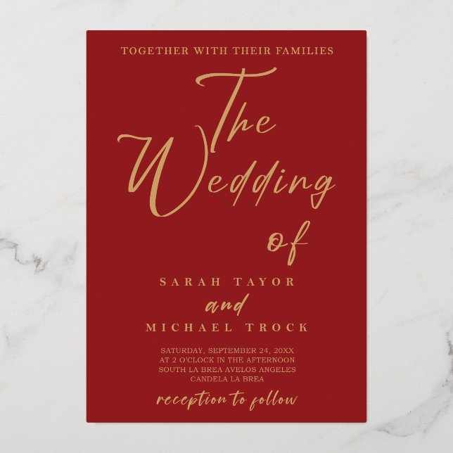 Calligraphie Gold Elegant | Faire-part de mariage  (Recto)