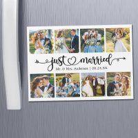 Calligraphie Heart 8 Photo Just Married Magnet Car
