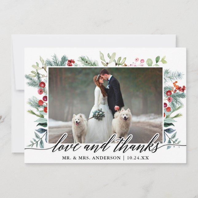 Calligraphie Hiver Verdure Amour Merci Mariage (Devant)