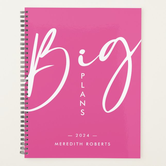 Calligraphie Hot Pink Big Plans 2024 Planner (Devant)