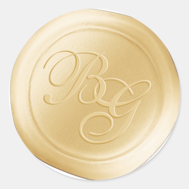 Calligraphie jaune Monogramme Stickers cire (Devant)