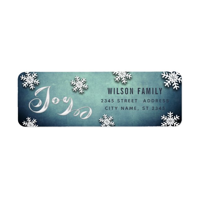 Calligraphie Joy snowfakes hiver Étiquette (Devant)