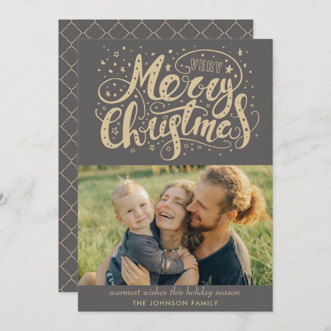 Calligraphie Joyeux Noël Photo Cartes de Noël (Devant / Derrière)