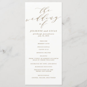 Calligraphie Mariage Ceremony Programme Or