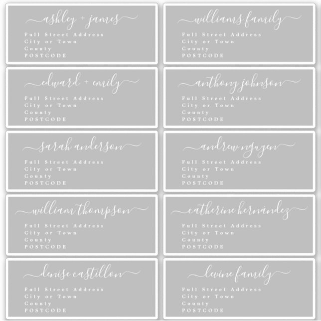 Calligraphie Mariage Étiquette de adresse invité U (Devant)