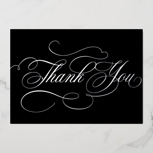 Calligraphie mariage intemporel Argent Carte de re (Recto)