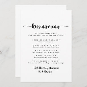 Calligraphie Mariage Kissing Menu Carte de jeu