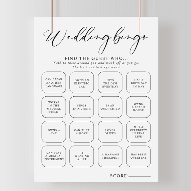 Calligraphie Mariage noir et blanc Jeu de Bingo (Créateur téléchargé)